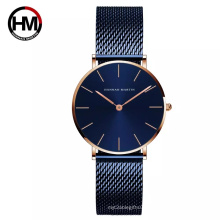 Hannah Martin CL36 Japan Quartz Movement Waterproof Blue Ladies Wristwatch Stainless Steel Band Simple Watches for Women